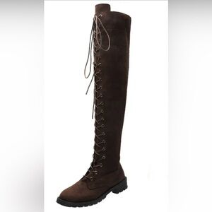 Lace-Up Knee-High Boots
